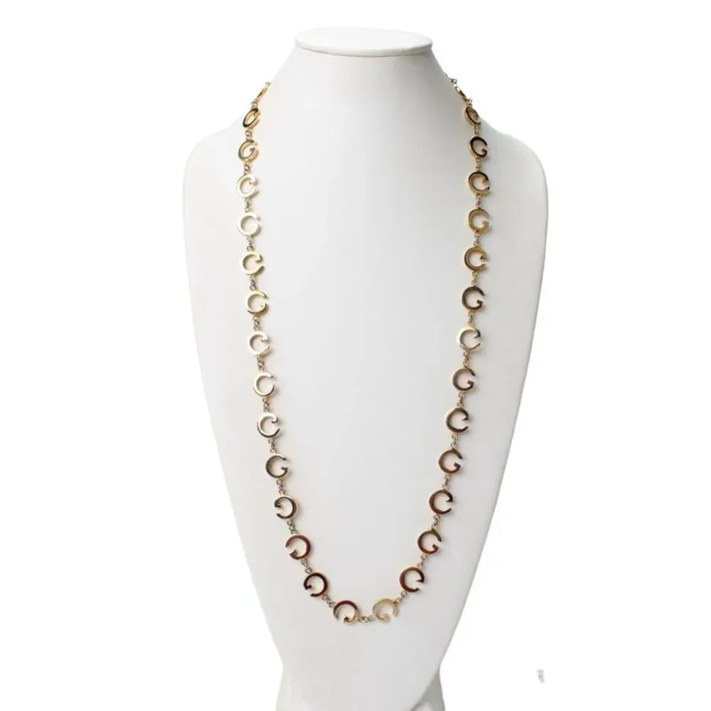 Gucci Womens Vintage Gold Tone G Logo Necklace 36"